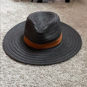 Madewell wide brim black Woven Hat M/L